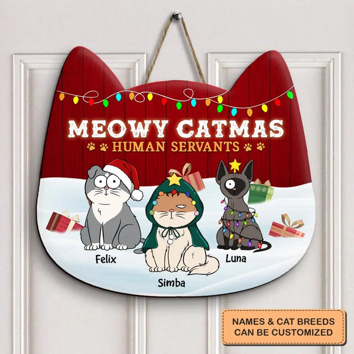 Meowy Catmas - Personalized Custom Door Sign - Christmas Gift For Cat Lover, Cat Owner, Cat Mom, Cat Dad