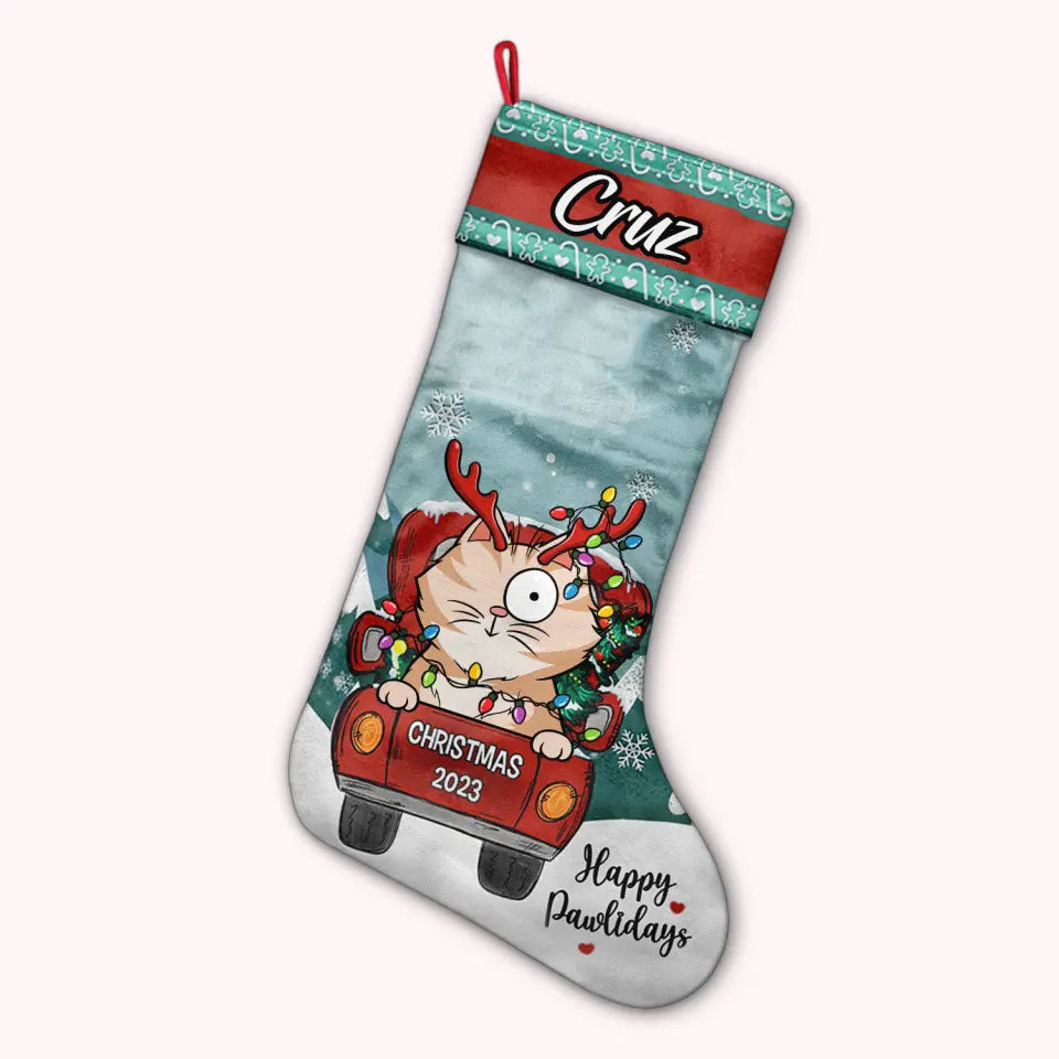 Happy Pawlidays - Personalized Custom Christmas Stocking - Christmas Gift For Pet Love, Pet Mom, Pet Dad