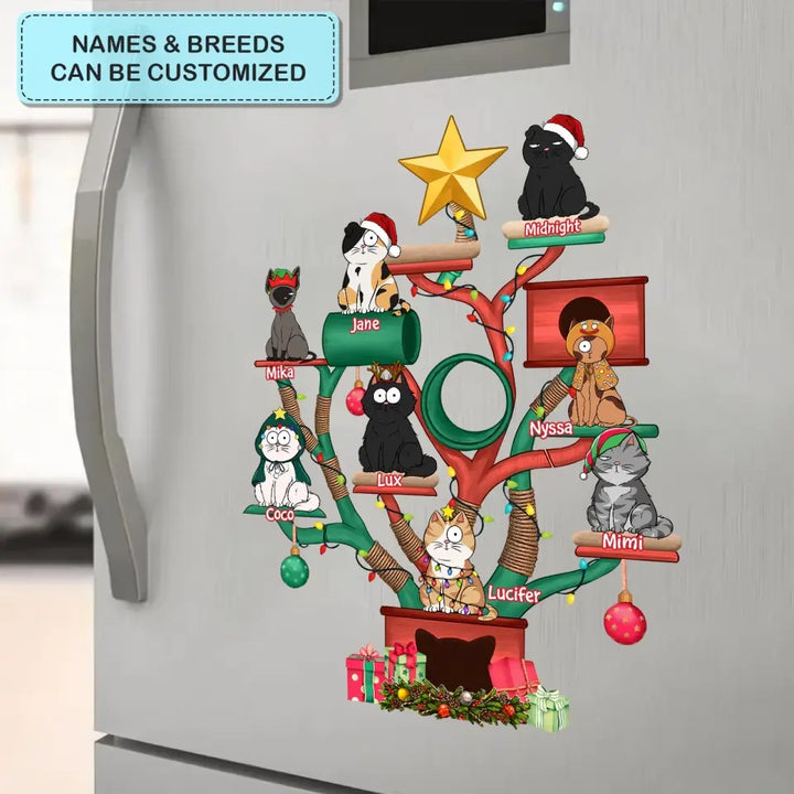 Christmas Cat Tower Ver 2 - Personalized Custom Decal - Christmas Gift For Cat Mom, Cat Dad, Dog Mom, Dog Dad