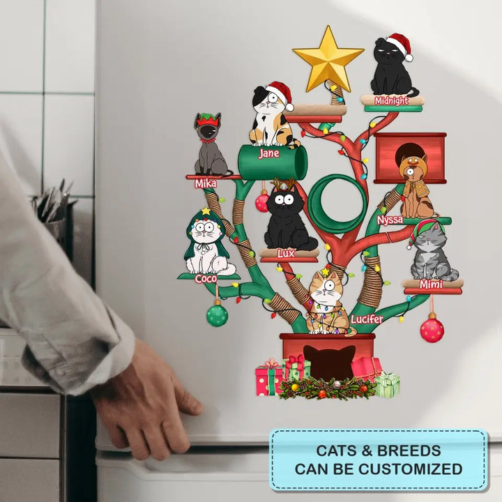 Christmas Cat Tower Ver 2 - Personalized Custom Decal - Christmas Gift For Cat Mom, Cat Dad, Dog Mom, Dog Dad