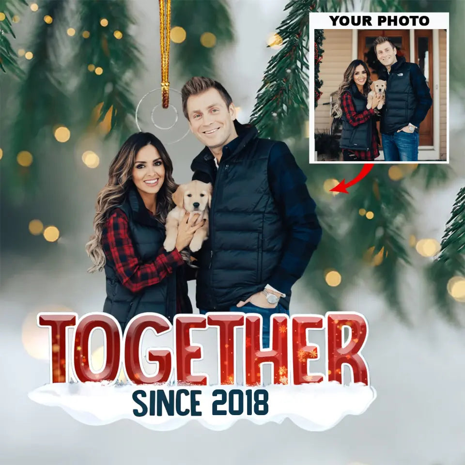 Christmas Couple Together Since - Personalized Custom Photo Mica Ornament - Christmas Gift For Couple, Anniversary Gift For Couple, Husband, Wife, Dad, Mom AGCPD047