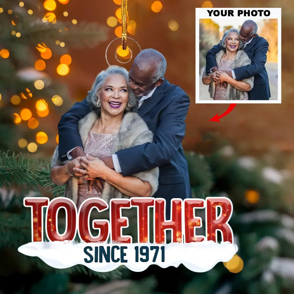 Christmas Couple Together Since - Personalized Custom Photo Mica Ornament - Christmas Gift For Couple, Anniversary Gift For Couple, Husband, Wife, Dad, Mom AGCPD047