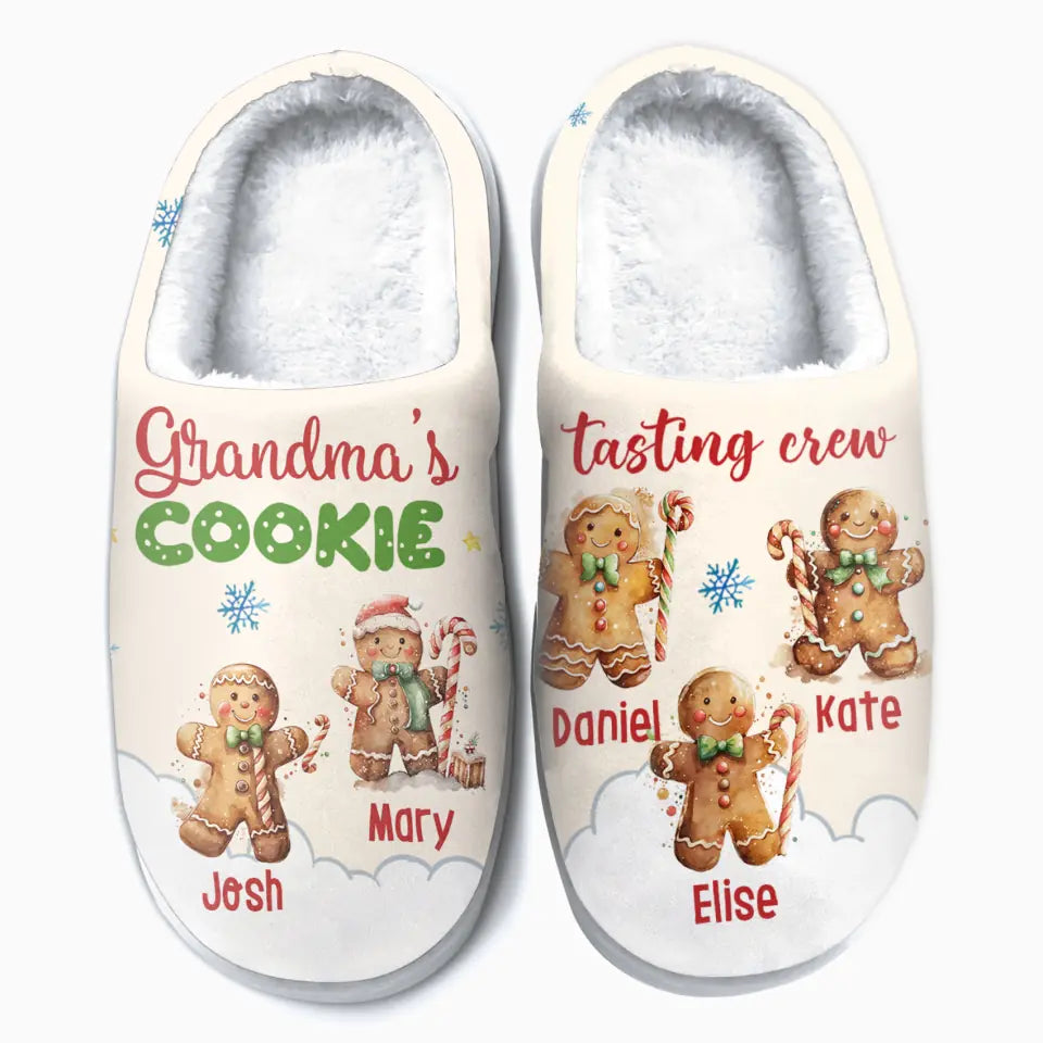 Grandma's Cookie Tasting Crew - Personalized Custom Slippers - Christmas, Mother's Day Gift For Grandma, Family, Family Members