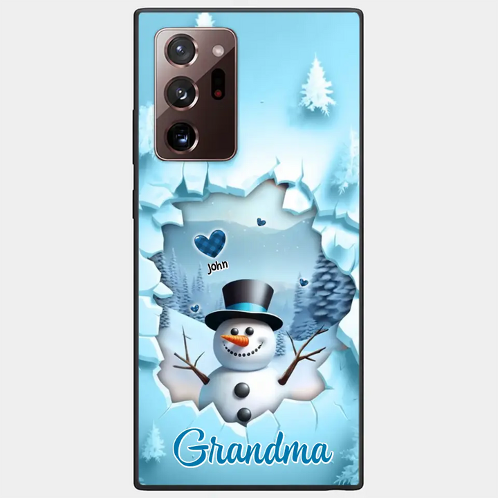 Ice Crack Grandma Snowman - Personalized Custom Phone Case - Christmas Gift For Grandma, Mom
