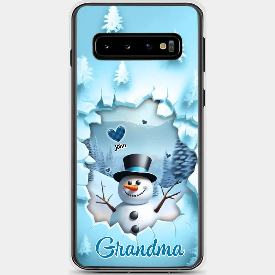 Ice Crack Grandma Snowman - Personalized Custom Phone Case - Christmas Gift For Grandma, Mom