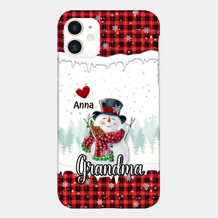 Happy Grandma Snowman - Personalized Custom Phone Case - Christmas Gift For Grandma, Mom