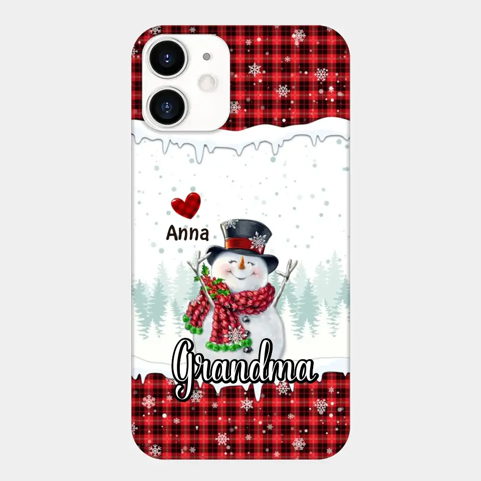 Happy Grandma Snowman - Personalized Custom Phone Case - Christmas Gift For Grandma, Mom