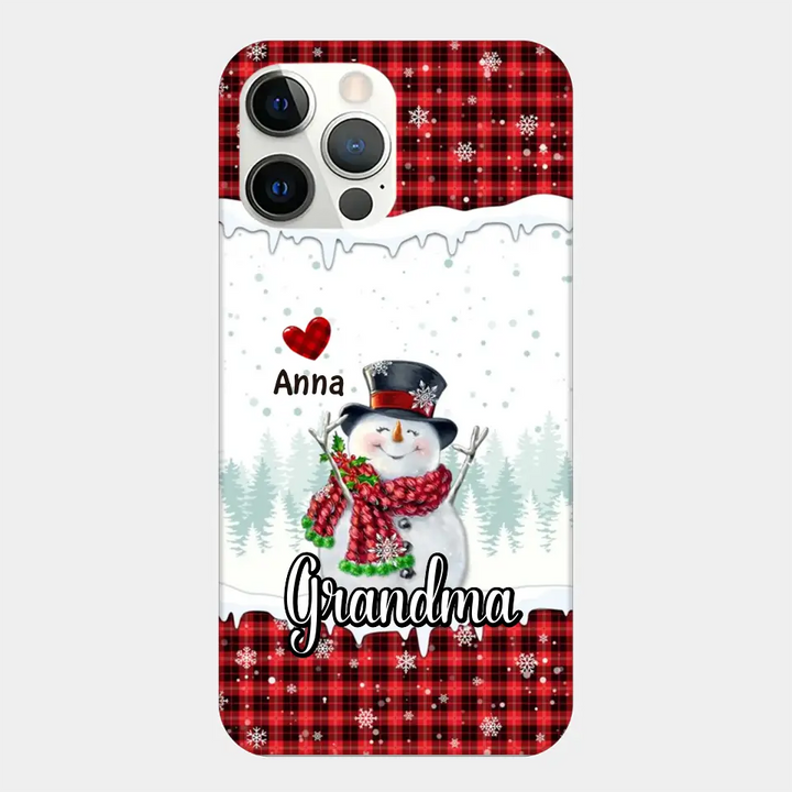 Happy Grandma Snowman - Personalized Custom Phone Case - Christmas Gift For Grandma, Mom