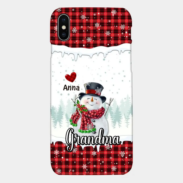 Happy Grandma Snowman - Personalized Custom Phone Case - Christmas Gift For Grandma, Mom