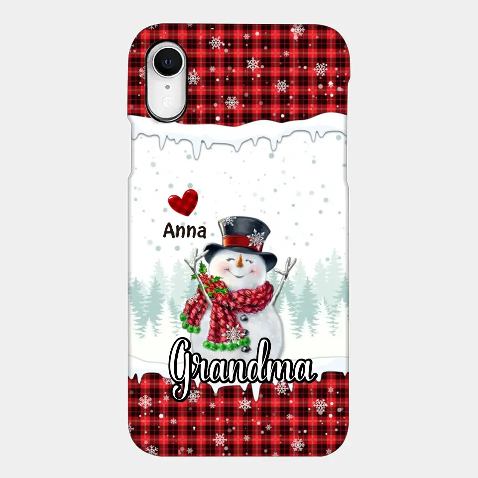 Happy Grandma Snowman - Personalized Custom Phone Case - Christmas Gift For Grandma, Mom