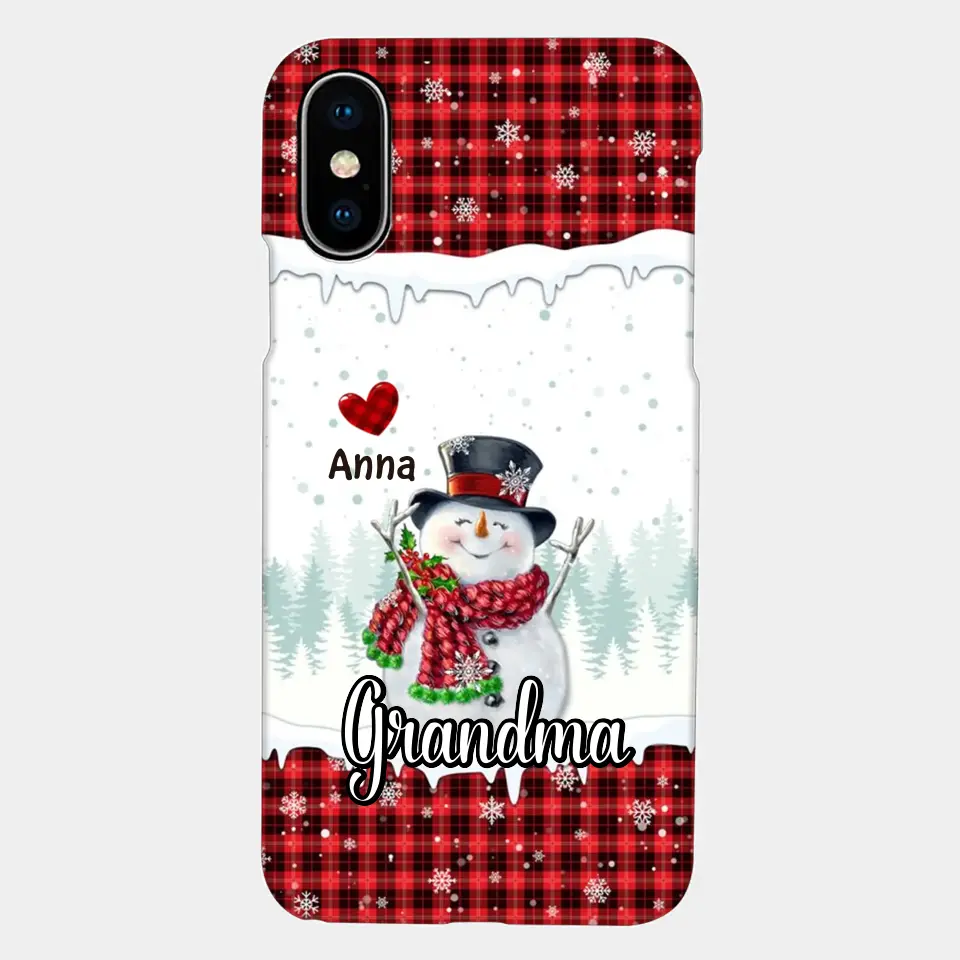 Happy Grandma Snowman - Personalized Custom Phone Case - Christmas Gift For Grandma, Mom