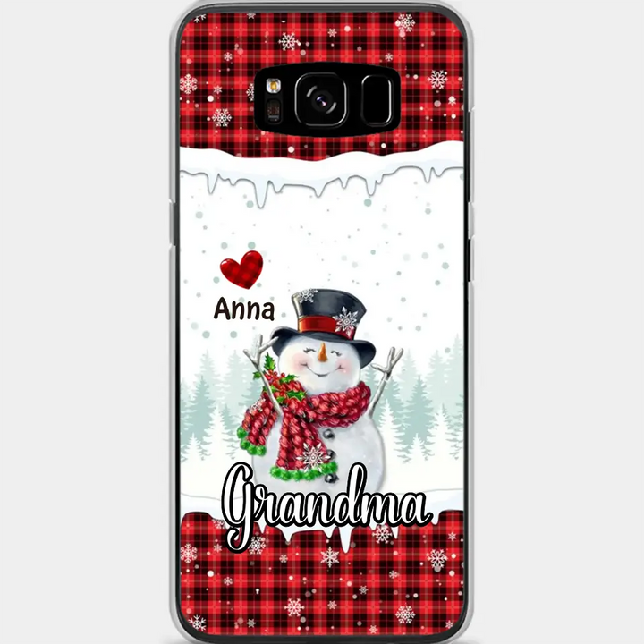 Happy Grandma Snowman - Personalized Custom Phone Case - Christmas Gift For Grandma, Mom