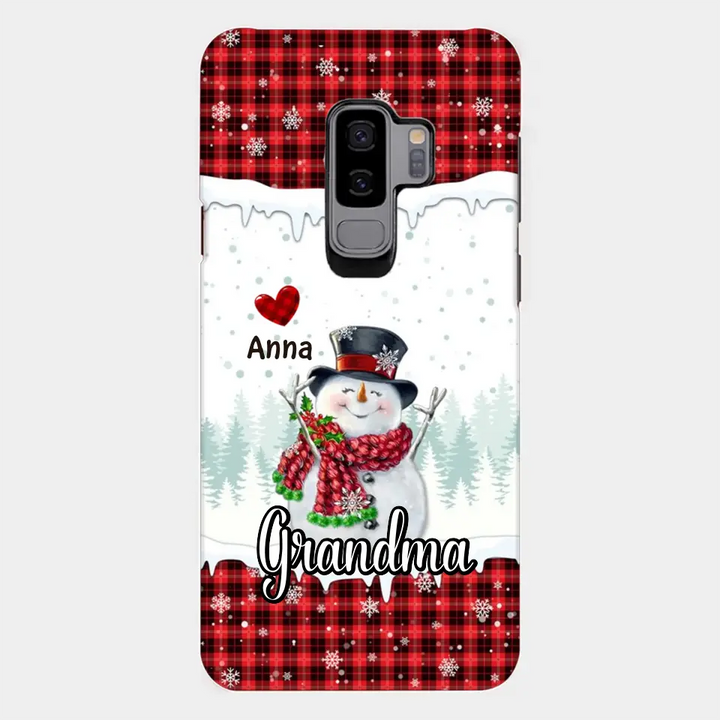 Happy Grandma Snowman - Personalized Custom Phone Case - Christmas Gift For Grandma, Mom