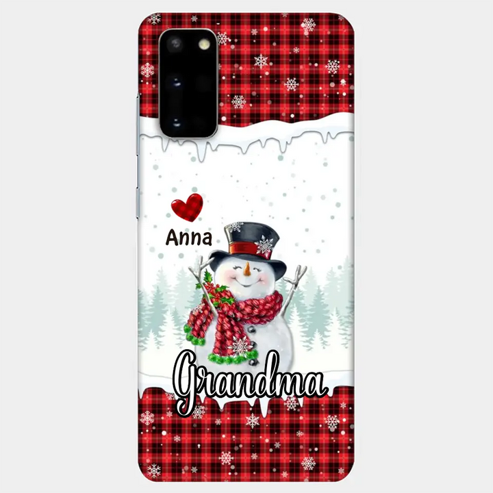 Happy Grandma Snowman - Personalized Custom Phone Case - Christmas Gift For Grandma, Mom