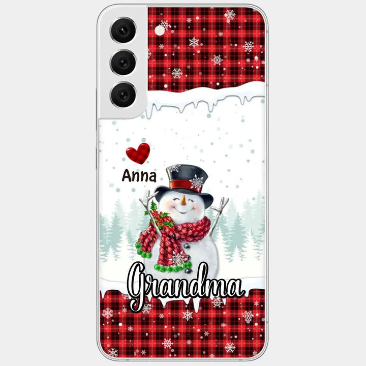 Happy Grandma Snowman - Personalized Custom Phone Case - Christmas Gift For Grandma, Mom