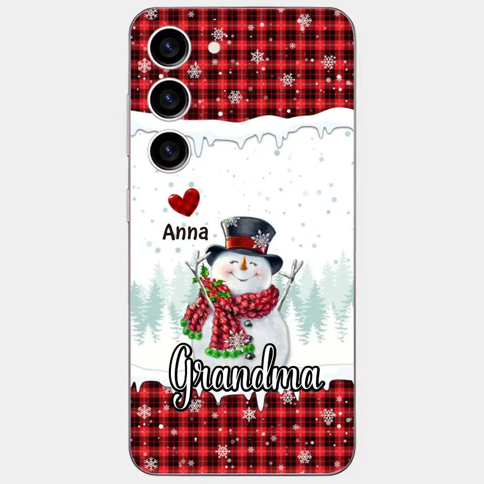 Happy Grandma Snowman - Personalized Custom Phone Case - Christmas Gift For Grandma, Mom