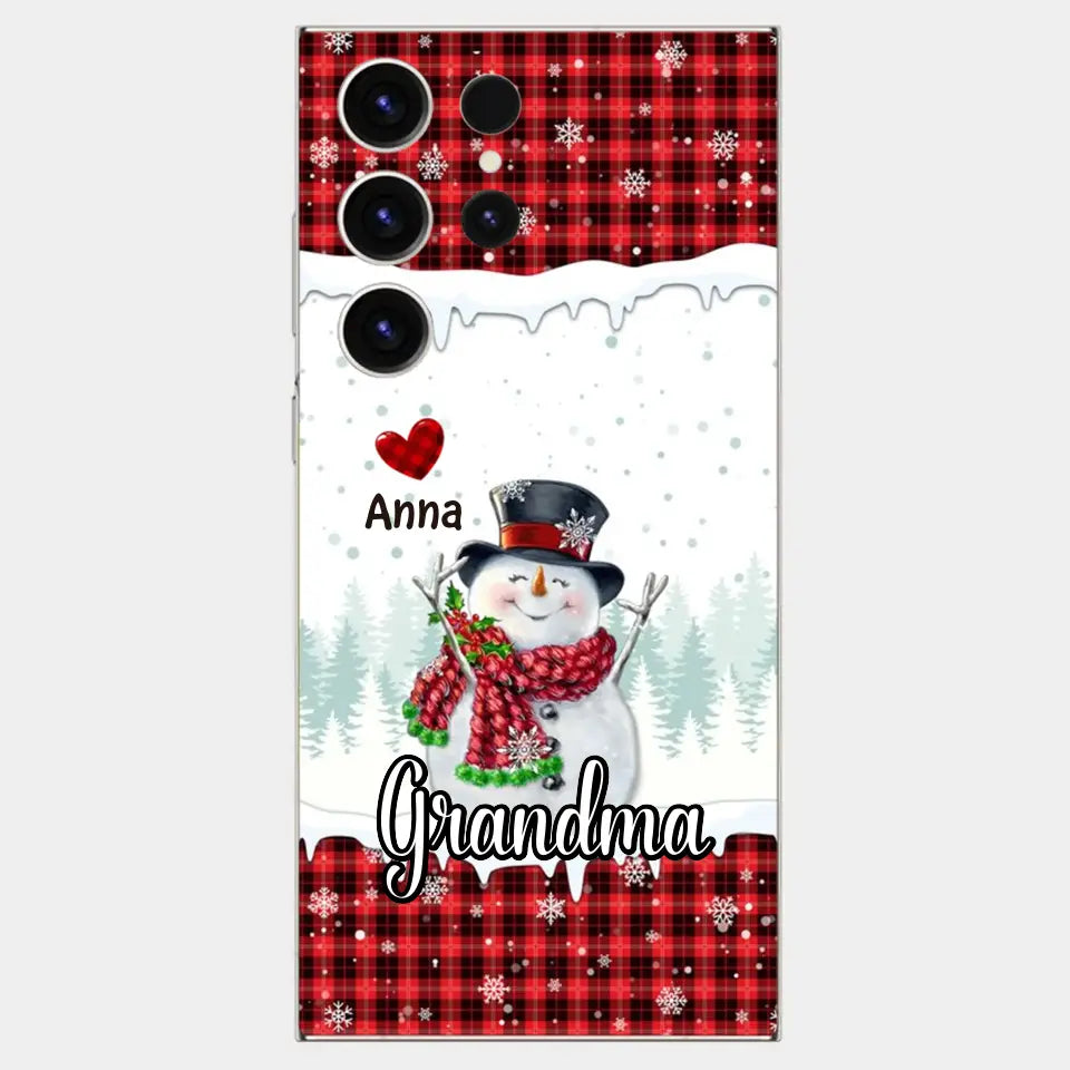 Happy Grandma Snowman - Personalized Custom Phone Case - Christmas Gift For Grandma, Mom