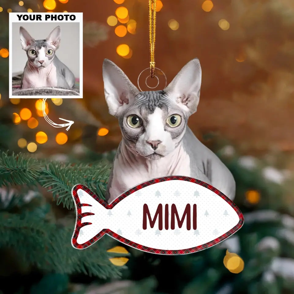 Funny Dog Cat - Personalized Custom Photo Mica Ornament - Christmas Gift For Dog Lovers, Cat Lovers AGCDM005
