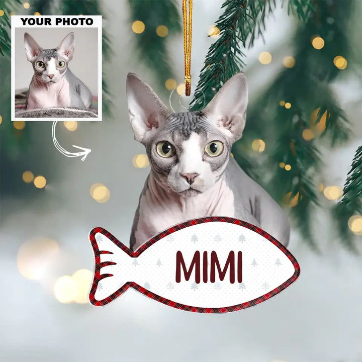 Funny Dog Cat - Personalized Custom Photo Mica Ornament - Christmas Gift For Dog Lovers, Cat Lovers AGCDM005