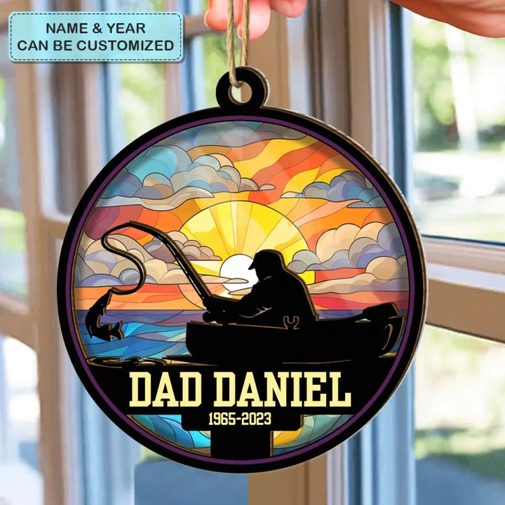 Memorial Dad Fishing Ornament - Personalized Custom Suncatcher Layer Mix Ornament