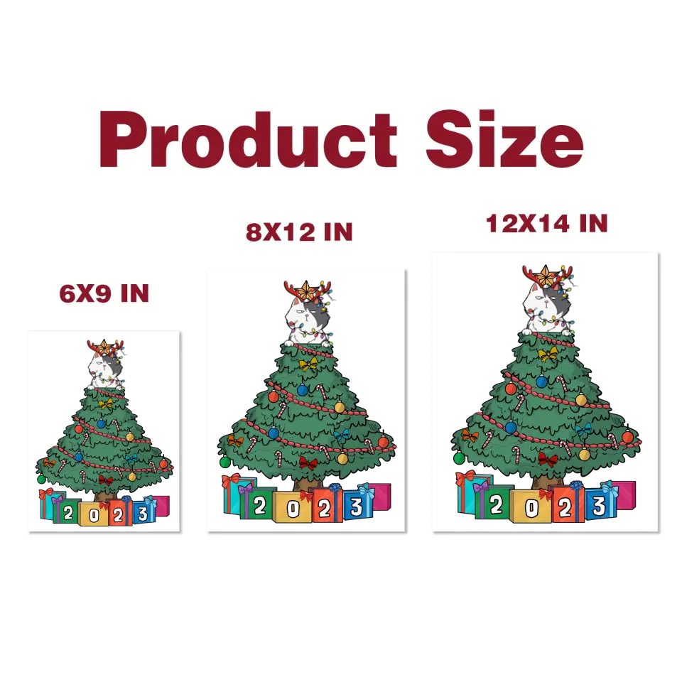Cat Christmas Tree 2023 - Personalized Custom Decal - Christmas Gift For Cat Mom, Cat Dad, Cat Owner, Cat Lover