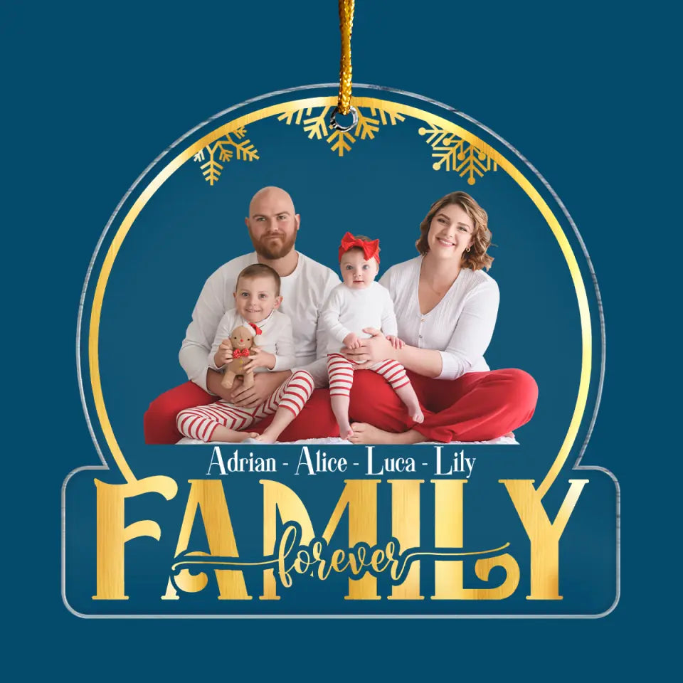Family Snow Globe - Personalized Custom Mica Ornament - Christmas Gift For Family, Family Members AGCAD001