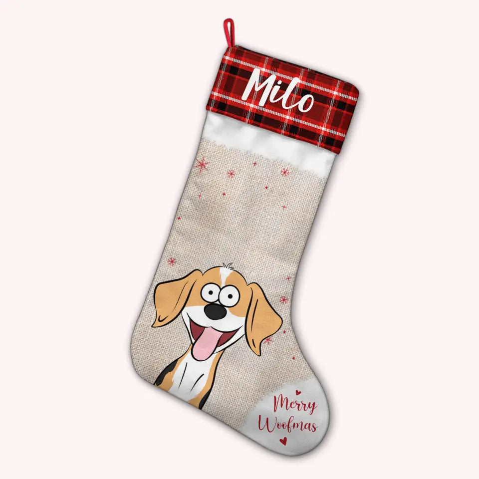 Merry Woofmas - Personalized Custom Stocking - Christmas Gift For Dog Mom, Dog Dad, Dog Lover, Dog Owner
