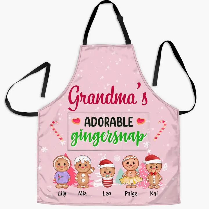 Grandma's Adorable Gingersnap - Personalized Custom Apron - Christmas, Mother's Day Gift For Grandma, Mom, Family Members