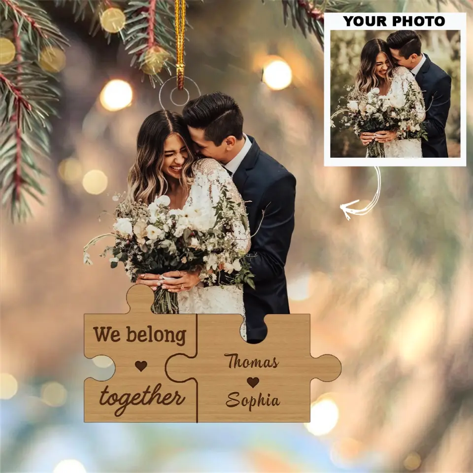We Belong Together - Personalized Custom Photo Mica Ornament - Christmas Gift For Couple, Couples AGCHD026
