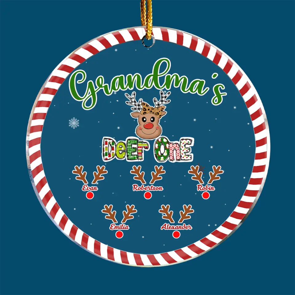 Grandma's Deer One - Personalized Custom Mica Ornament - Christmas, Mother's Day Gift For Grandma, Mom, Family Members