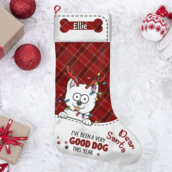 Dear Santa I've Been A Very Good Dog This Year - Personalized Custom Christmas Stocking - Chrismast Gift For Dog Mom, Dog Dad, Dog Owner, Dog Lover