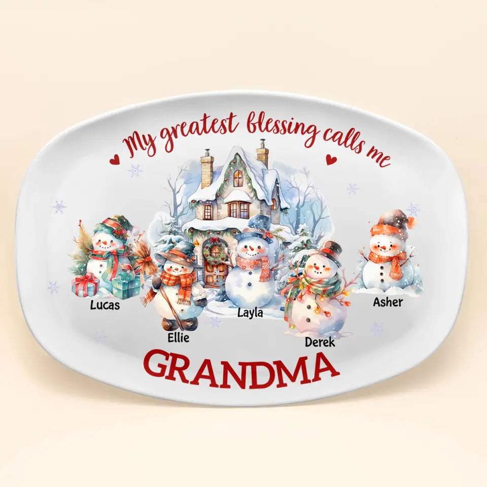 My Greatest Blessing Call Me Grandma - Personalized Custom Platter - Christmas Gift For Grandma, Mom, Family Members