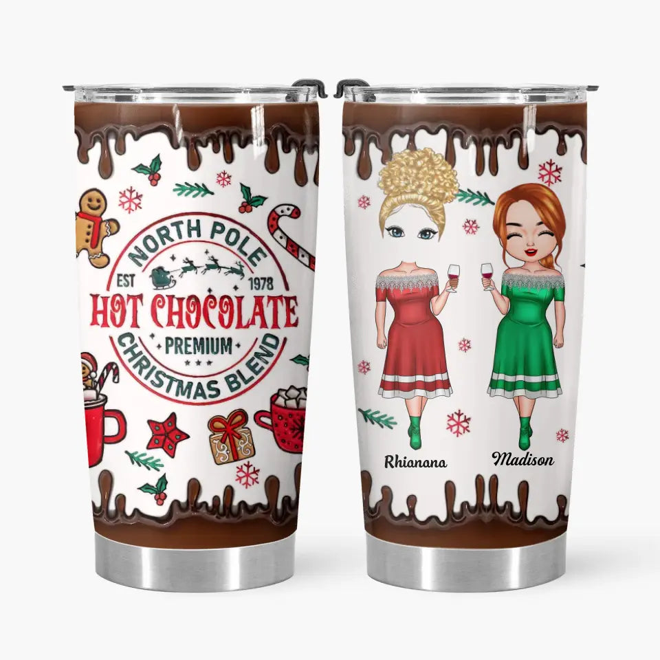 North Pole Hot Chocolate - Personalized Custom Tumbler - Best Friend Day, Christmas Gift For Friends, Besties