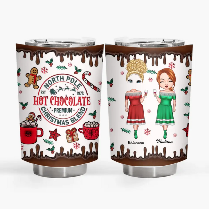 North Pole Hot Chocolate - Personalized Custom Tumbler - Best Friend Day, Christmas Gift For Friends, Besties