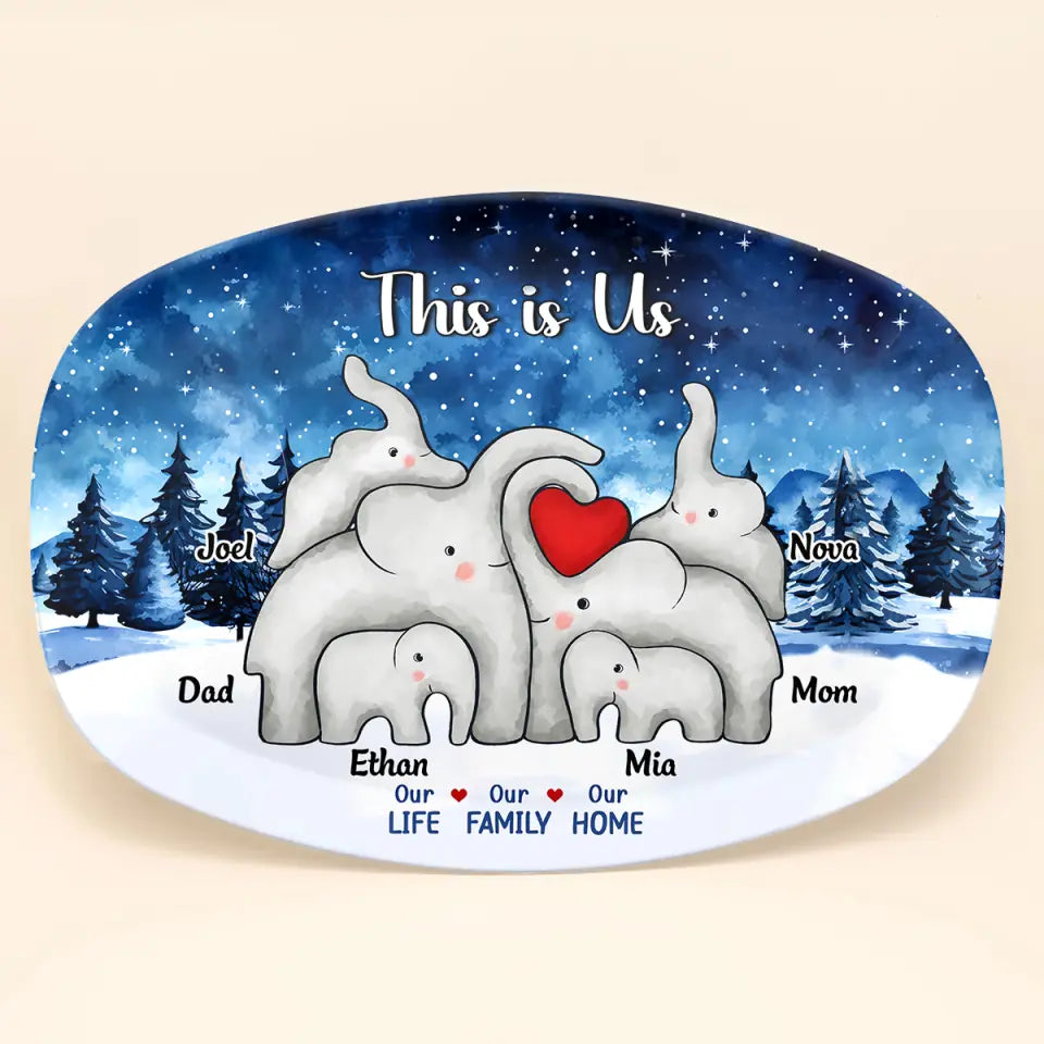 This Is Us - Personalized Custom Platter - Christmas Gift For Mom, Dad, Family, Family Members
