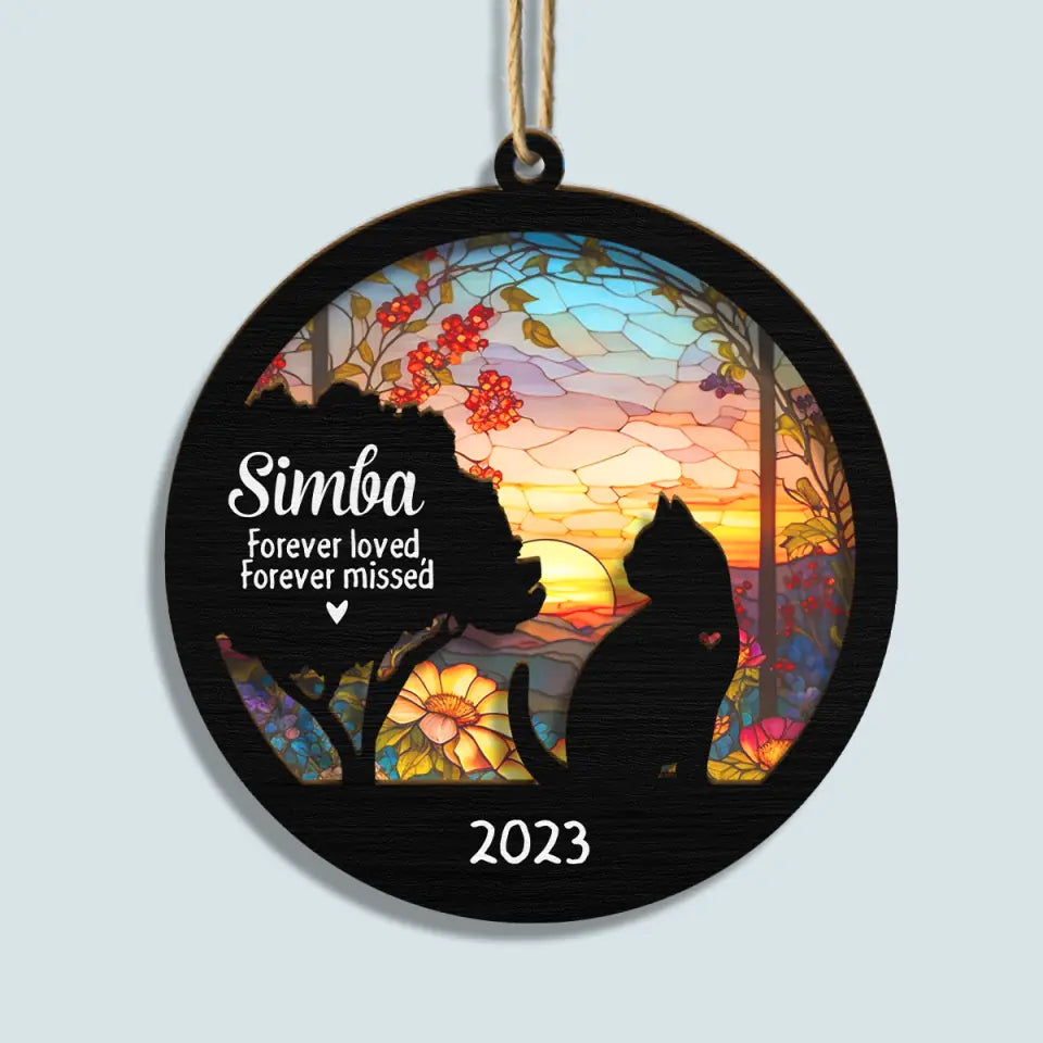 Forever Loved Forever Missed - Personalized Custom Suncatcher Layer Mix Ornament - Memorial Cat Ornament