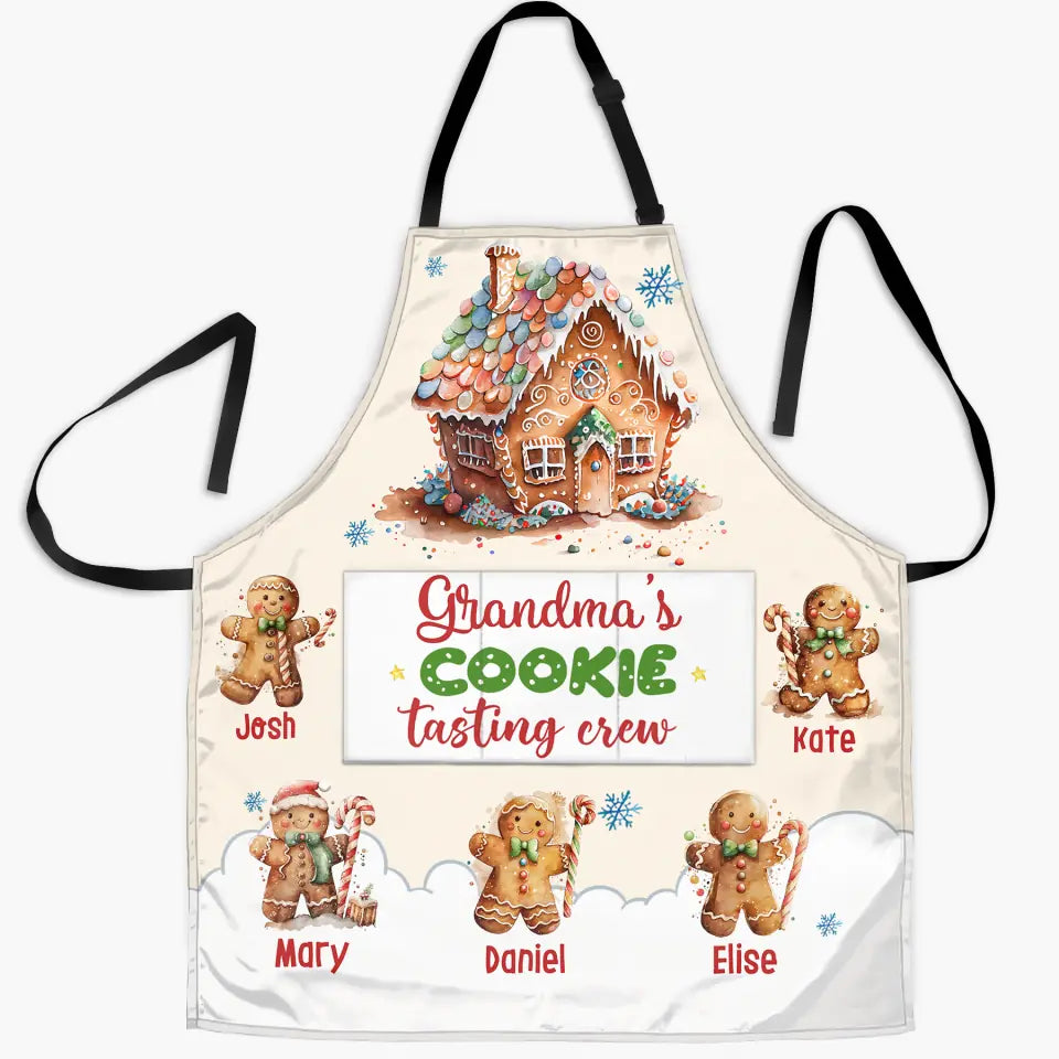 Grandma's Cookie Tasting Crew - Personalized Custom Apron - Christmas, Mother's Day Gift For Grandma, Mom, Family Members