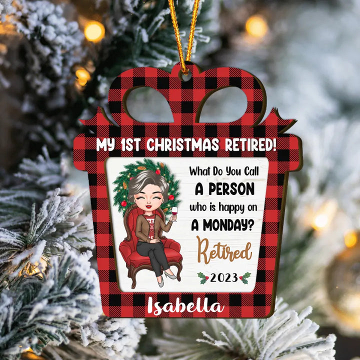 First Christmas Retired - Personalized Custom Layer Wooden Ornament - Christmas Gift For Grandma, Mom, Family Members