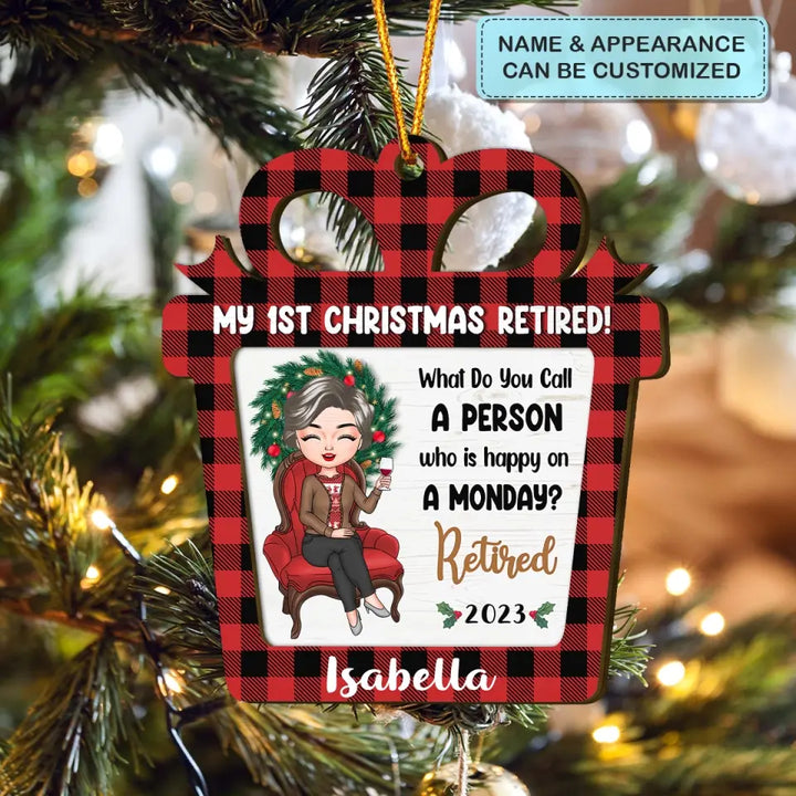 First Christmas Retired - Personalized Custom Layer Wooden Ornament - Christmas Gift For Grandma, Mom, Family Members