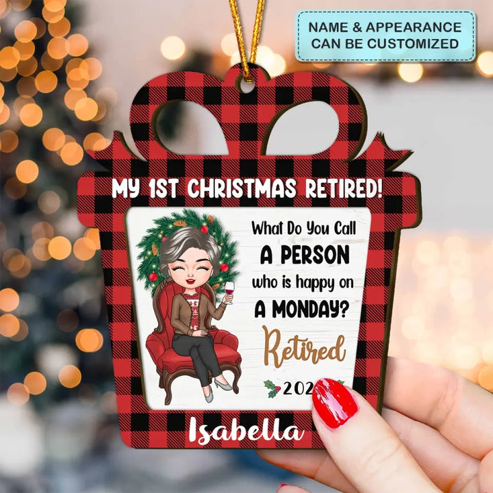 First Christmas Retired - Personalized Custom Layer Wooden Ornament - Christmas Gift For Grandma, Mom, Family Members