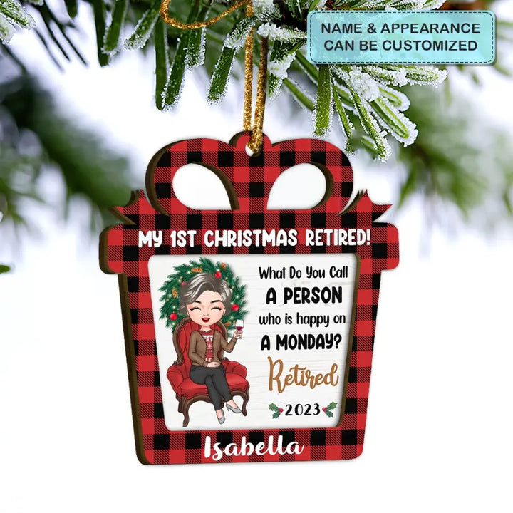 First Christmas Retired - Personalized Custom Layer Wooden Ornament - Christmas Gift For Grandma, Mom, Family Members