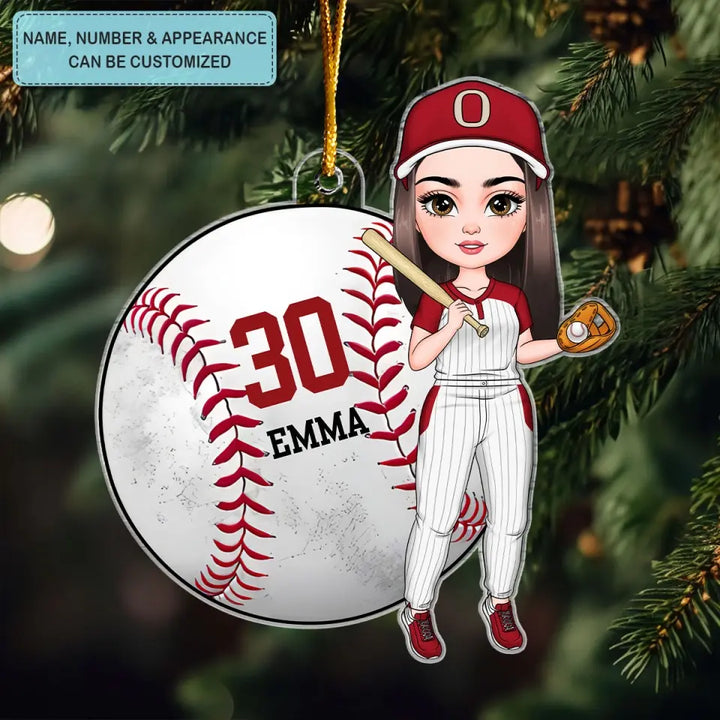 Baseball & Softball Girl - Personalized Custom Mica Ornament - Christmas Gift For Baseball, Softball Lovers CLA0HD005