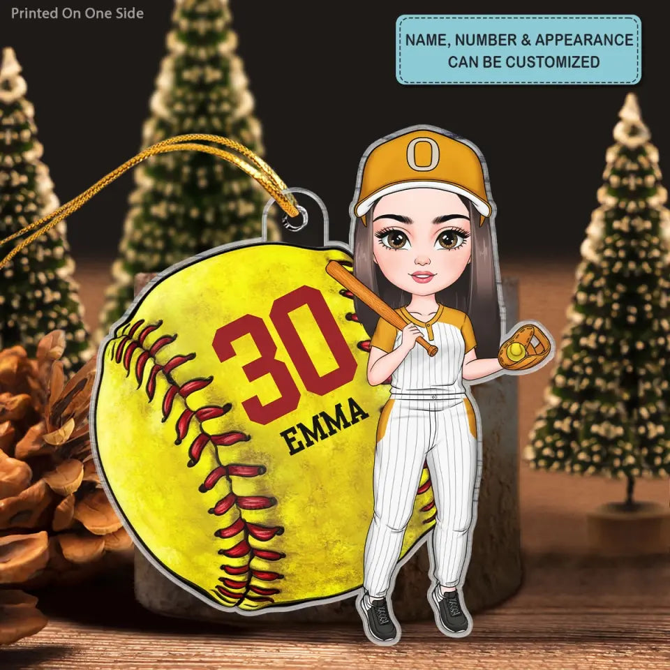 Baseball & Softball Girl - Personalized Custom Mica Ornament - Christmas Gift For Baseball, Softball Lovers CLA0HD005