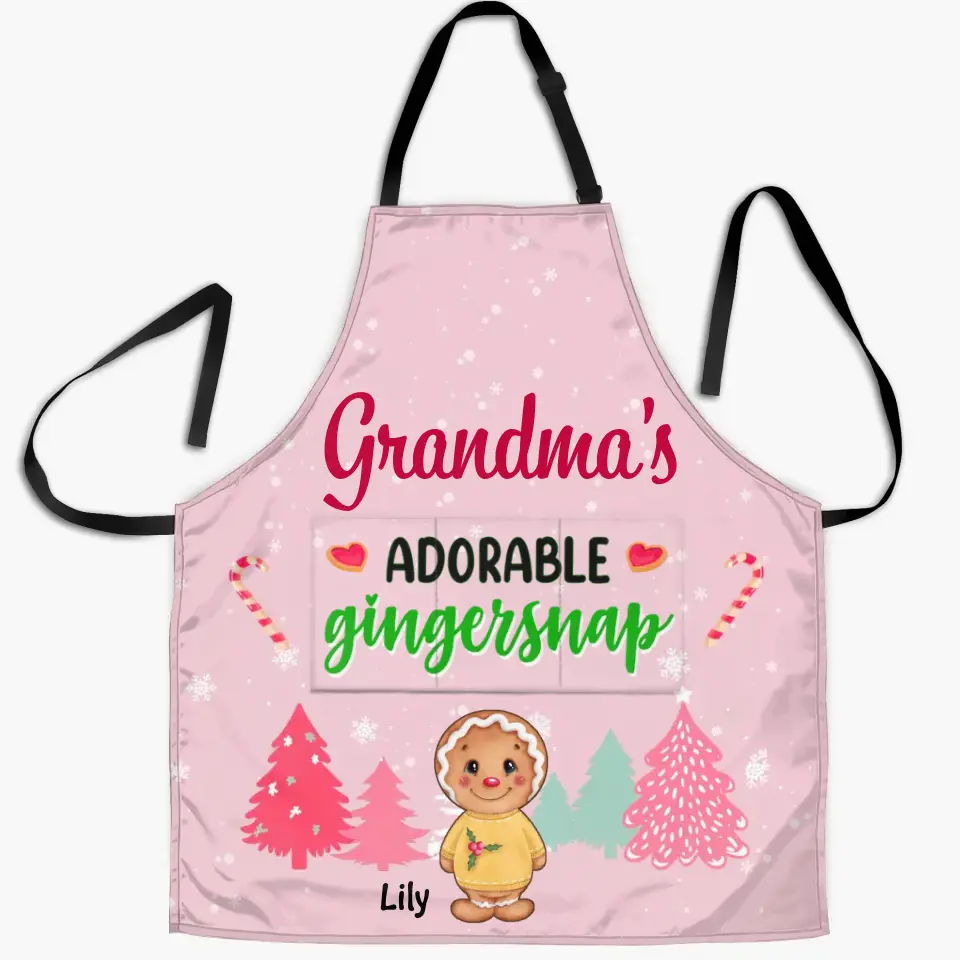Grandma's Adorable Gingersnap - Personalized Custom Apron - Christmas, Mother's Day Gift For Grandma, Mom, Family Members