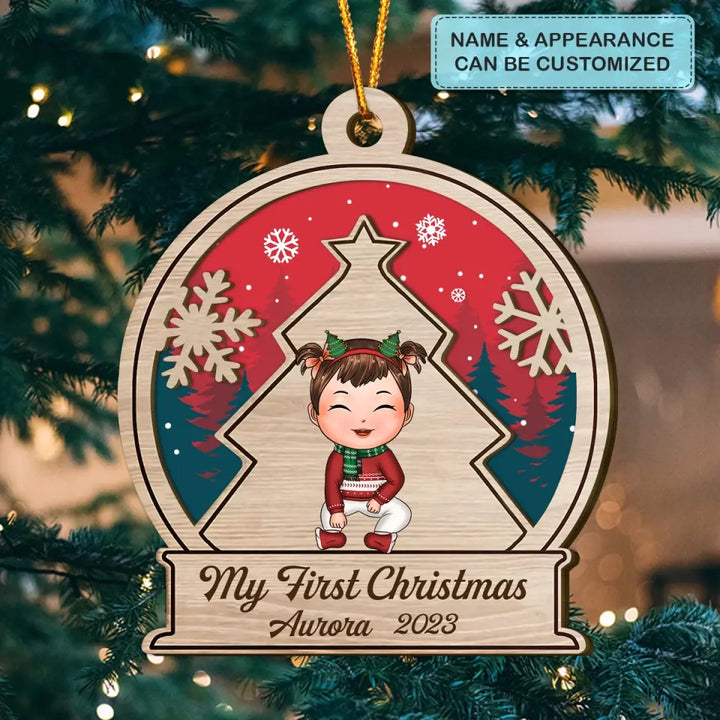 My First Christmas - Personalized Custom Layer Wooden Ornament - Christmas Gift For Family, Family Members