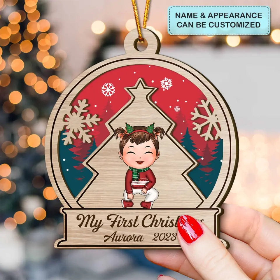 My First Christmas - Personalized Custom Layer Wooden Ornament - Christmas Gift For Family, Family Members