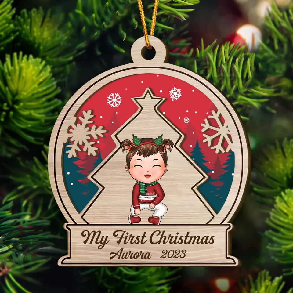 My First Christmas - Personalized Custom Layer Wooden Ornament - Christmas Gift For Family, Family Members