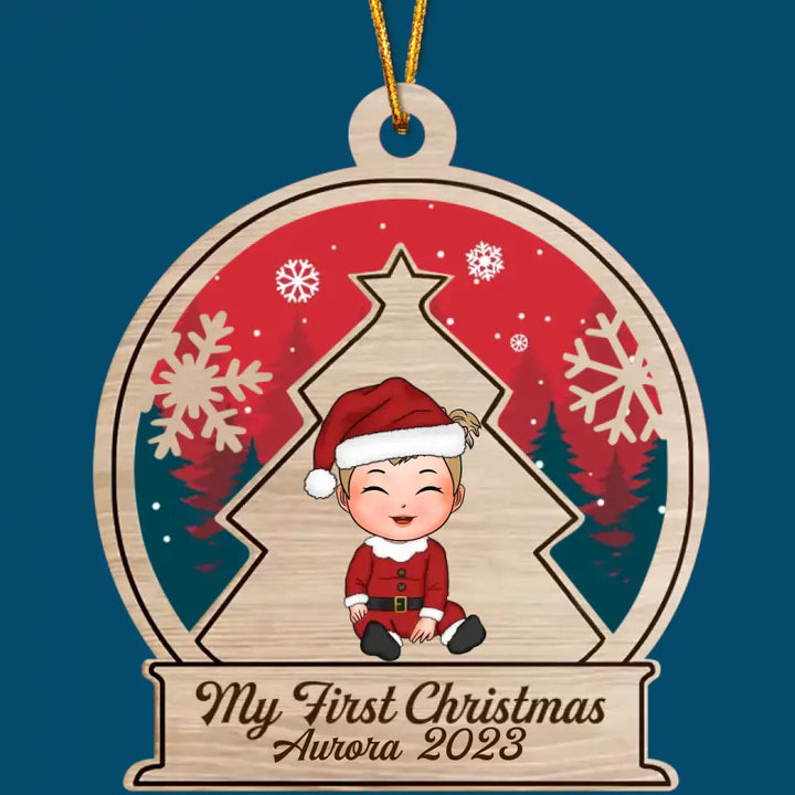 My First Christmas - Personalized Custom Layer Wooden Ornament - Christmas Gift For Family, Family Members