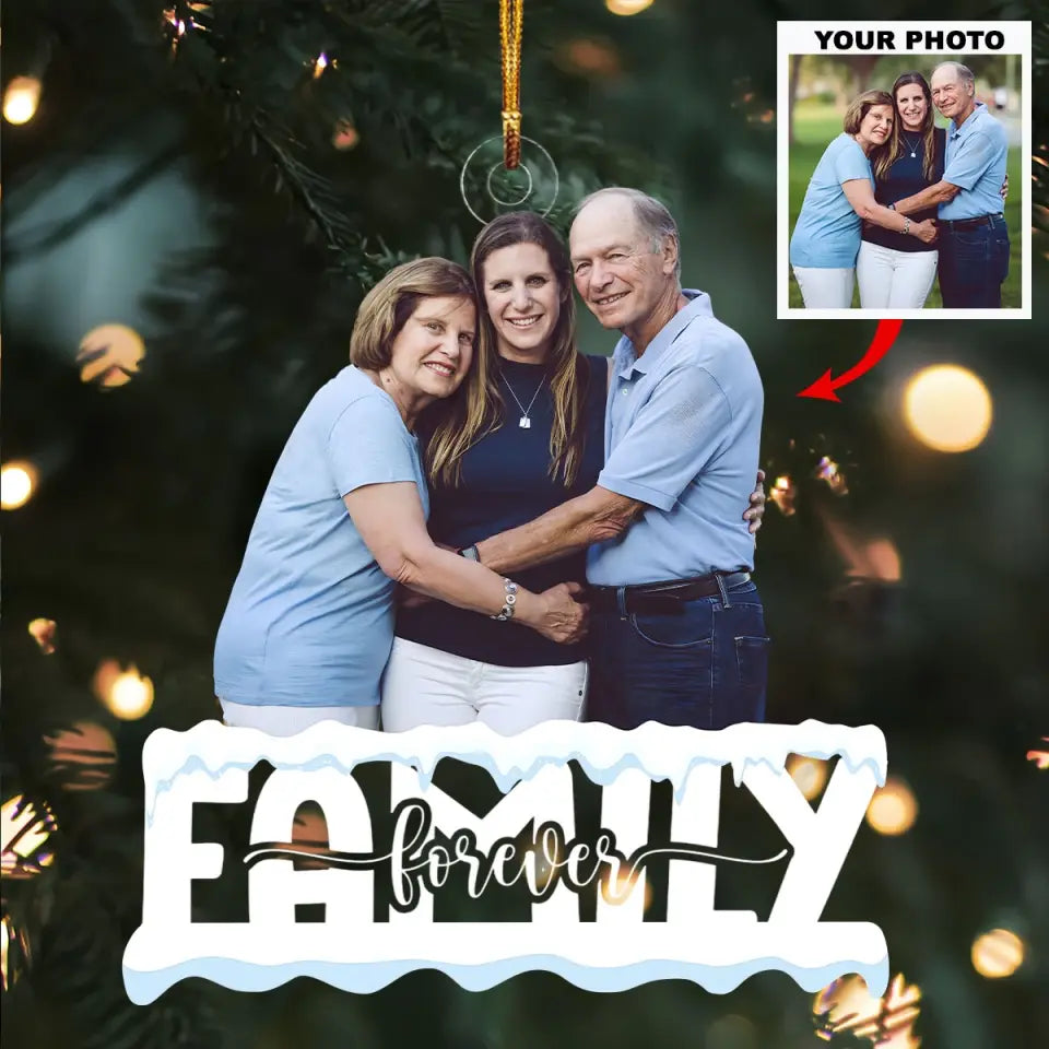 Family Forever - Personalized Custom Photo Mica Ornament - Christmas Gift For Family, Family Members  AGCDM012