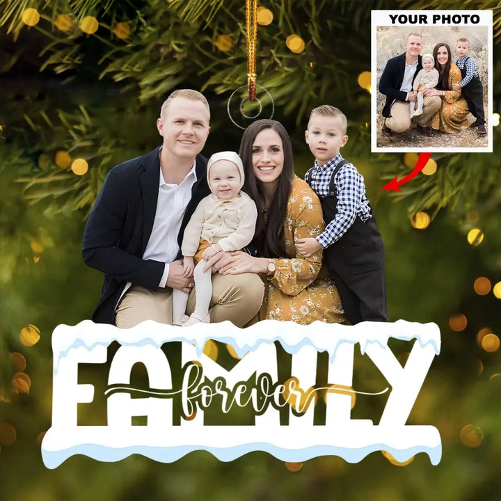 Family Forever - Personalized Custom Photo Mica Ornament - Christmas Gift For Family, Family Members  AGCDM012